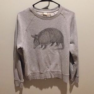 Gray armadillo crew neck sweatshirt